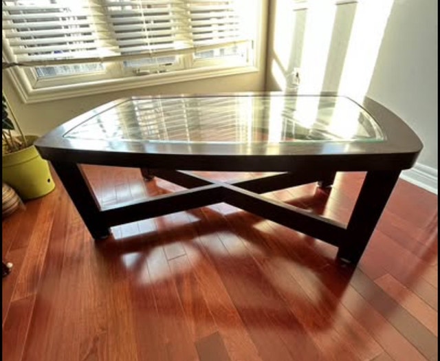 Modern Glass Top Coffee Table with Two Stools