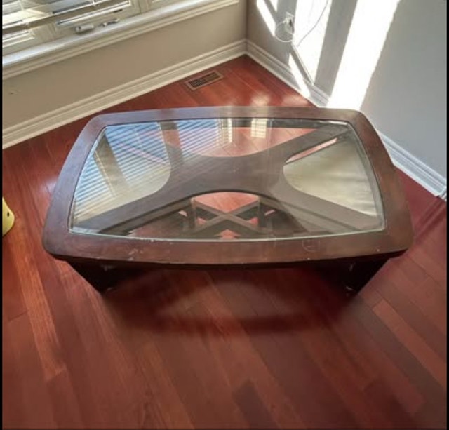 Modern Glass Top Coffee Table with Two Stools - photo 2