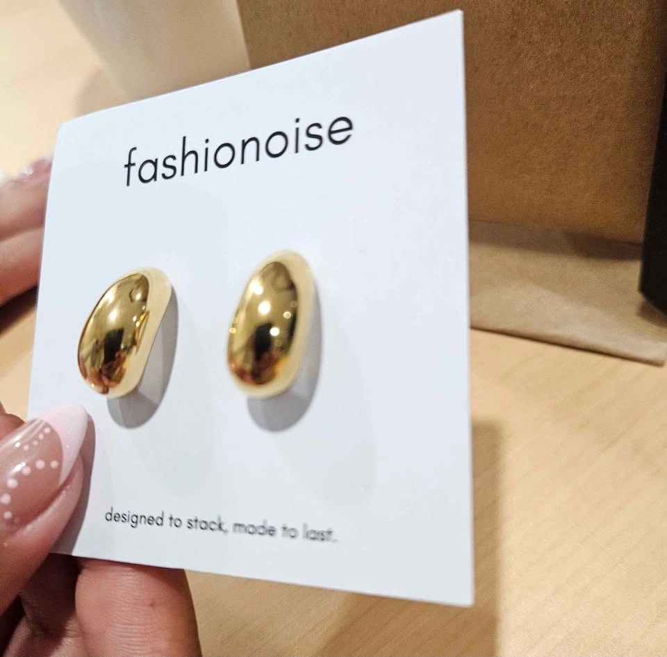 Chunky Coffee Bean / Teardrop Earrings – 18K Gold PVD – Brand Ne - photo 2