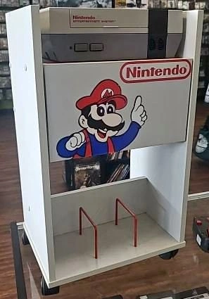 Vintage 1989 Nintendo Mario Video Game Rolling Storage Cart RARE