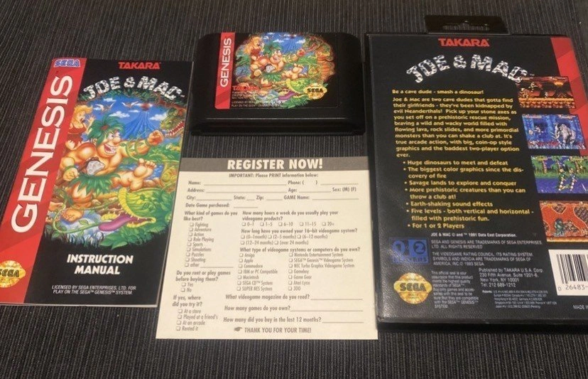 Joe & Mac Sega Genesis RARE Complete MINT registration card - photo 2
