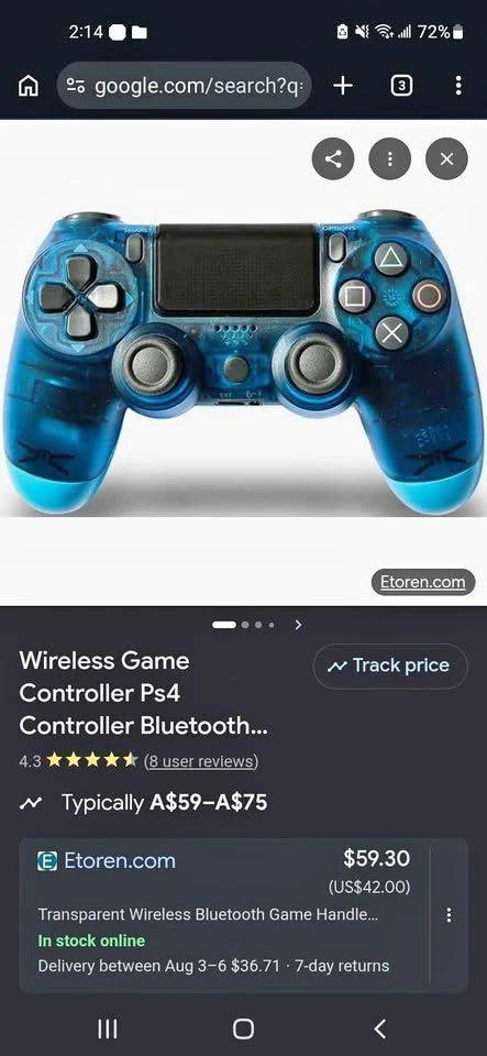 Ps4 controller blue see through