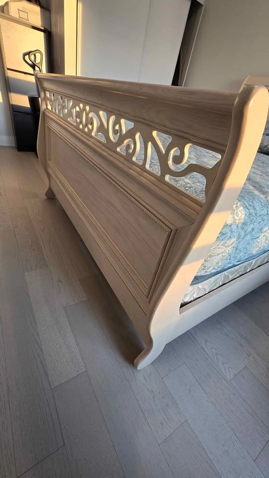 Solid Wood Queen Sleigh Bed Set with Mattress and Box Spring - photo 5