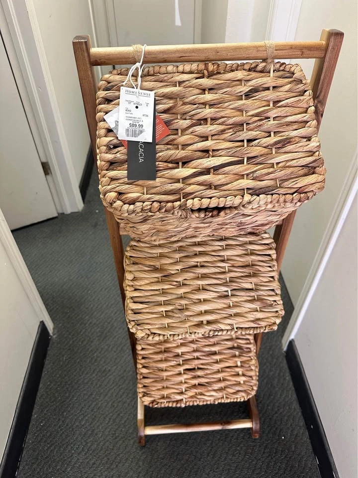 Acacia 3-Tier Woven Basket Stand - photo 2