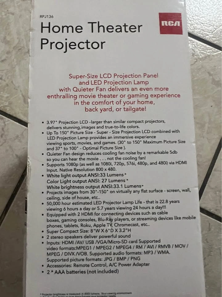 RCA Home Theater Projector - photo 2