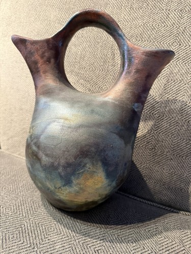 Vintage 2004 Ben Diller Raku Pottery Pueblo Wedding Vase