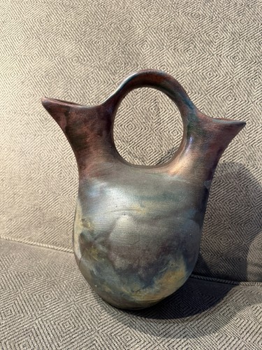 Vintage 2004 Ben Diller Raku Pottery Pueblo Wedding Vase - photo 5