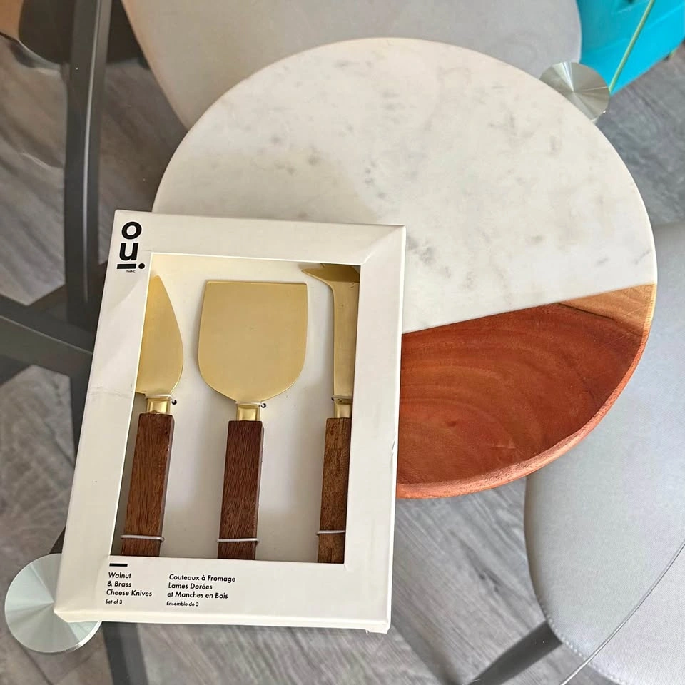 Marble Acacia Wood Cheese Board & Knife Set