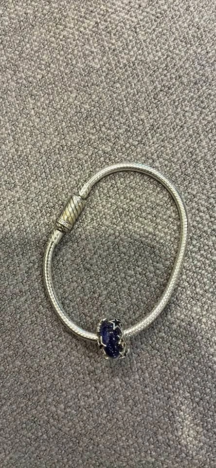 Pandora Sterling Silver Snake Chain Bracelet with Charm