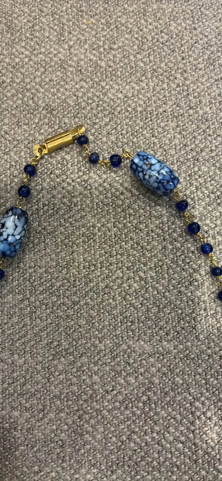 Blue Beaded Necklace with Gold-Tone Clasp - photo 2