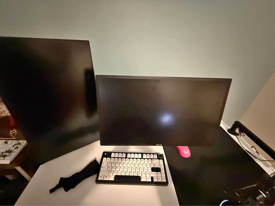 Two 24” Monitors Koorui 100Hz and 165 Hz 1080P with Arms