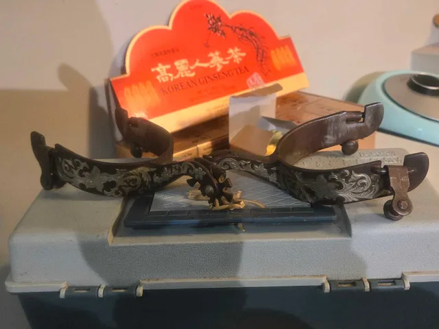 Riding spurs with ornate metal workings thumbnail