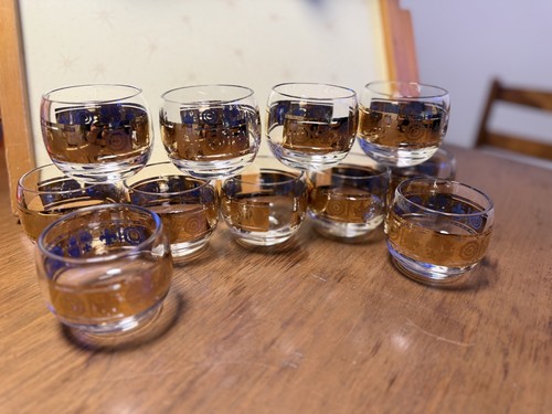 Vintage set of 11 lowball 22k gold roly-poly glasses - photo 3