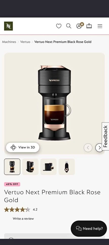 Nespresso Vertuo Next Premium (Black & Rose Gold)