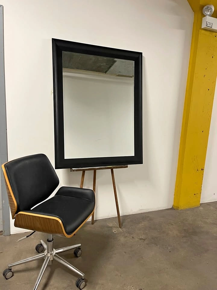 Large 37x47 Black Frame Beveled Mirror