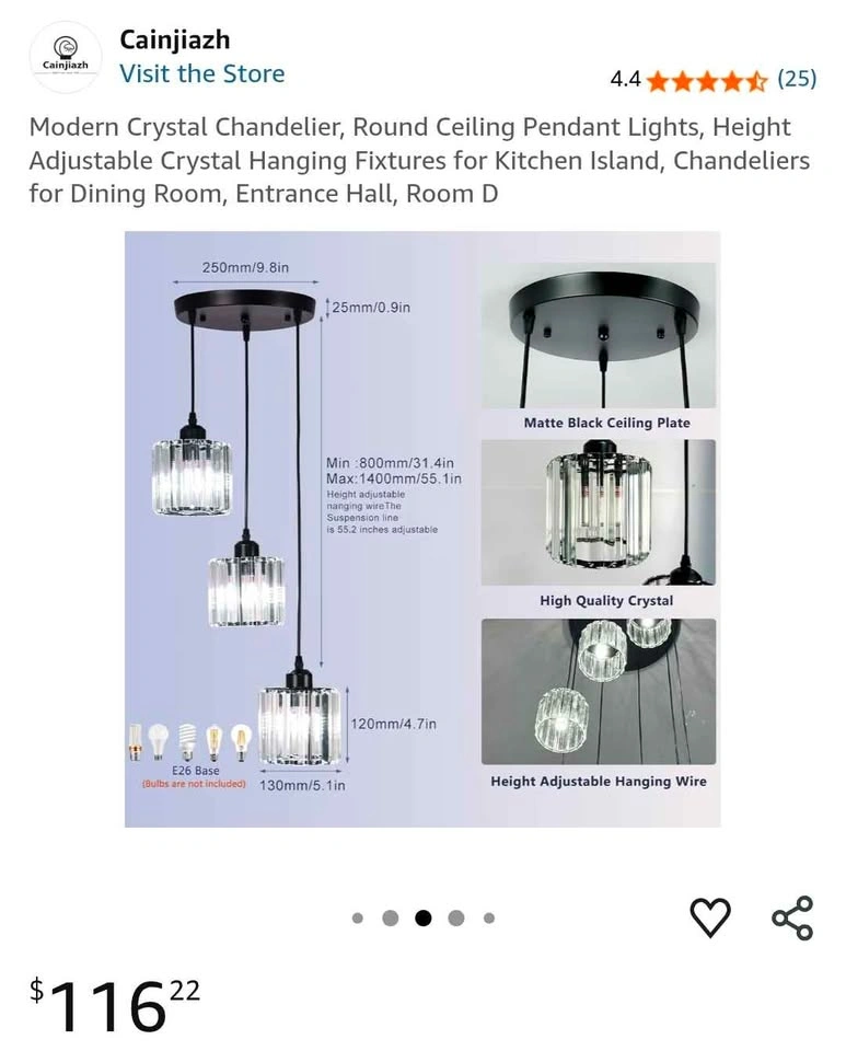 Cainjiazh Crystal Pendant Lights Round Ceiling - photo 4
