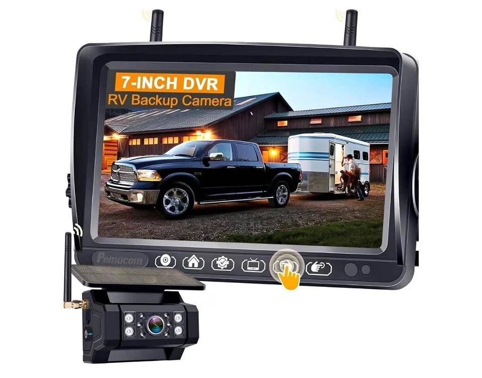Pemacom Wireless RV Backup Camera - Solar, Install-Free