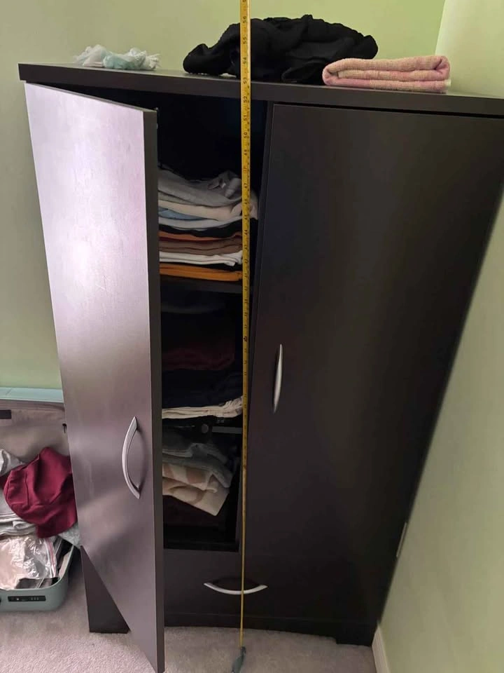 Espresso 2-Door Wardrobe with Drawer - photo 3