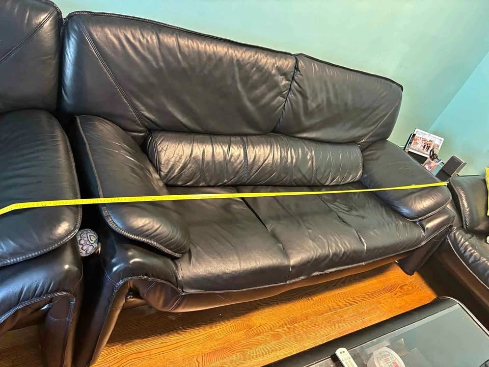 Black Leather Sofa Set