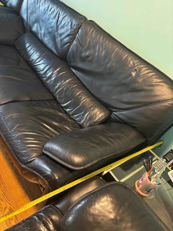 Black Leather Sofa Set - photo 2