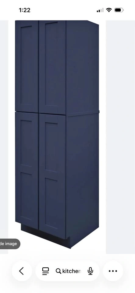2 Blue Shaker Kitchen Pantries 93"H x 24"W x 24"D