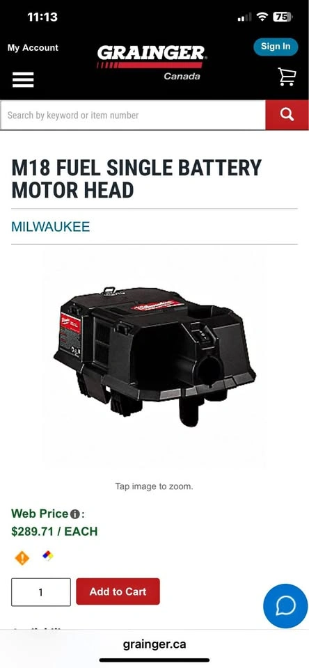 Milwaukee single battery vacuum motorhead