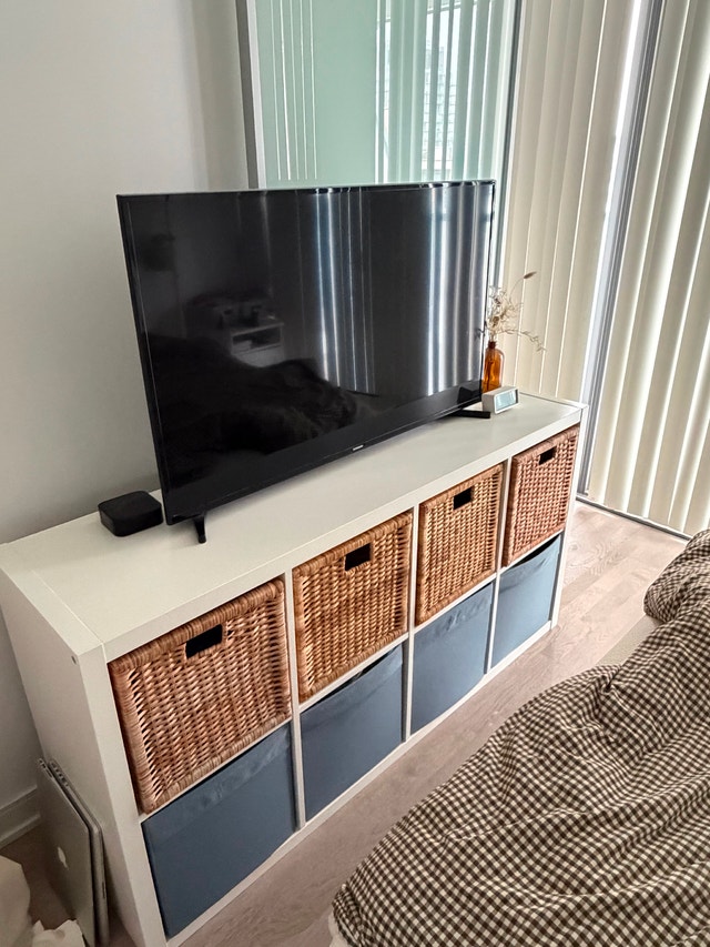 IKEA Kallax Shelving Unit with Storage Bins