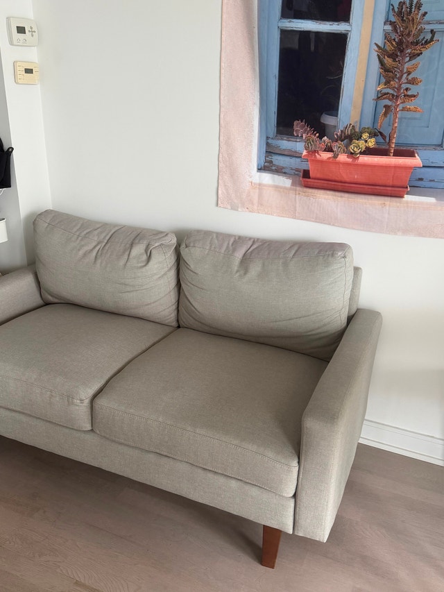 Modern Beige/Grey Loveseat - photo 2