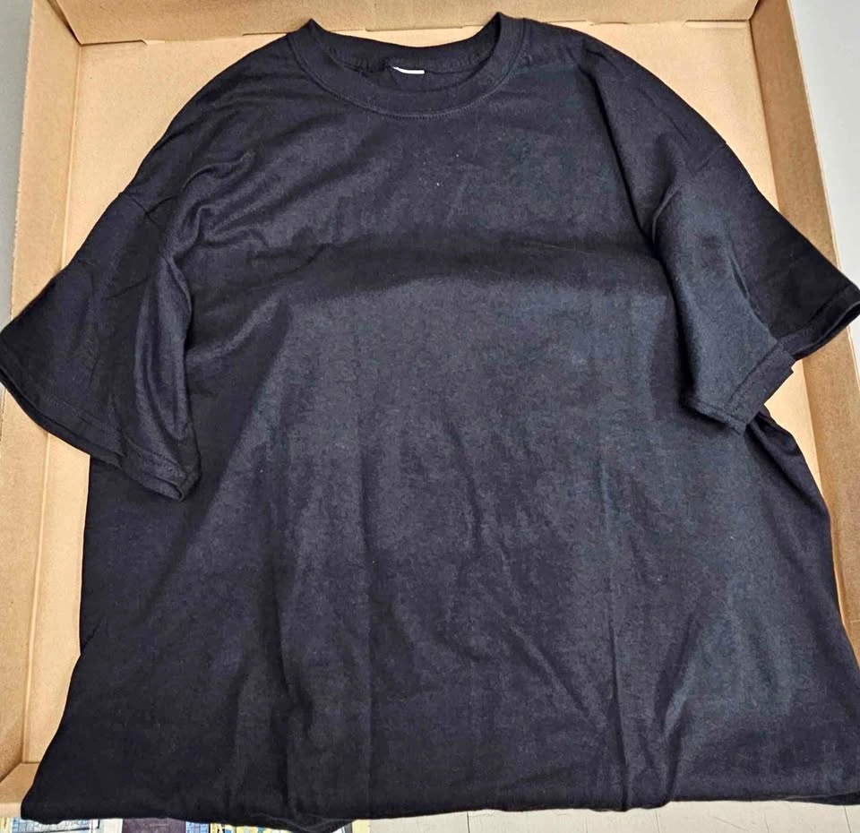 4 Plain Black Heavyweight T-Shirts - Size L