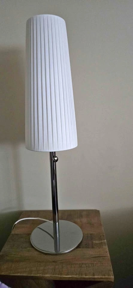 Modern Chrome Table Lamp with Pleated Shade