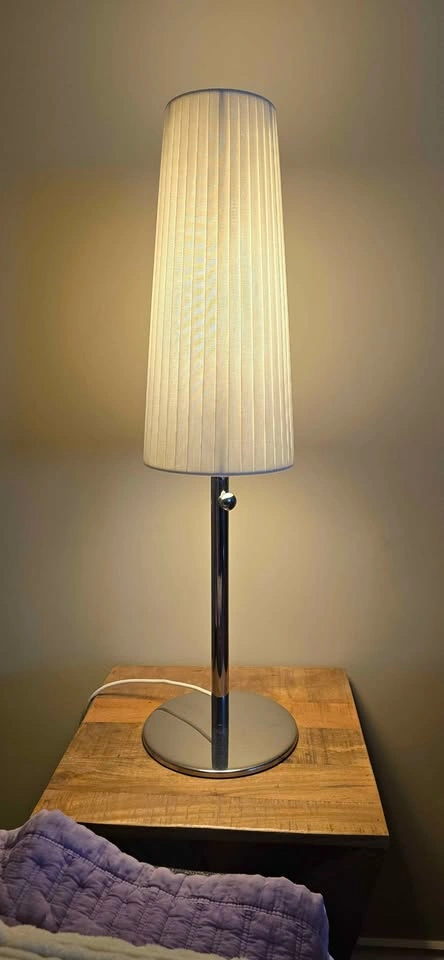 Modern Chrome Table Lamp with Pleated Shade - photo 2