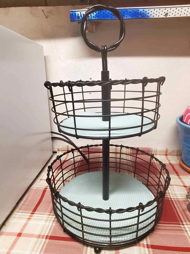 2-Tier Black Wire Fruit Basket Stand