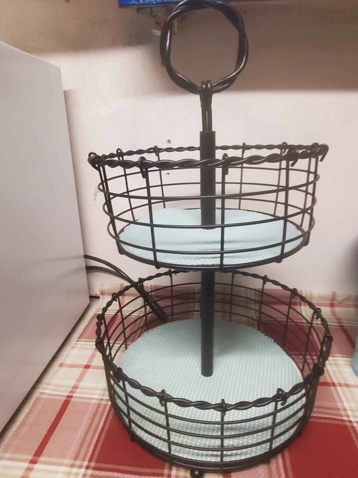 2-Tier Black Wire Fruit Basket Stand - photo 2