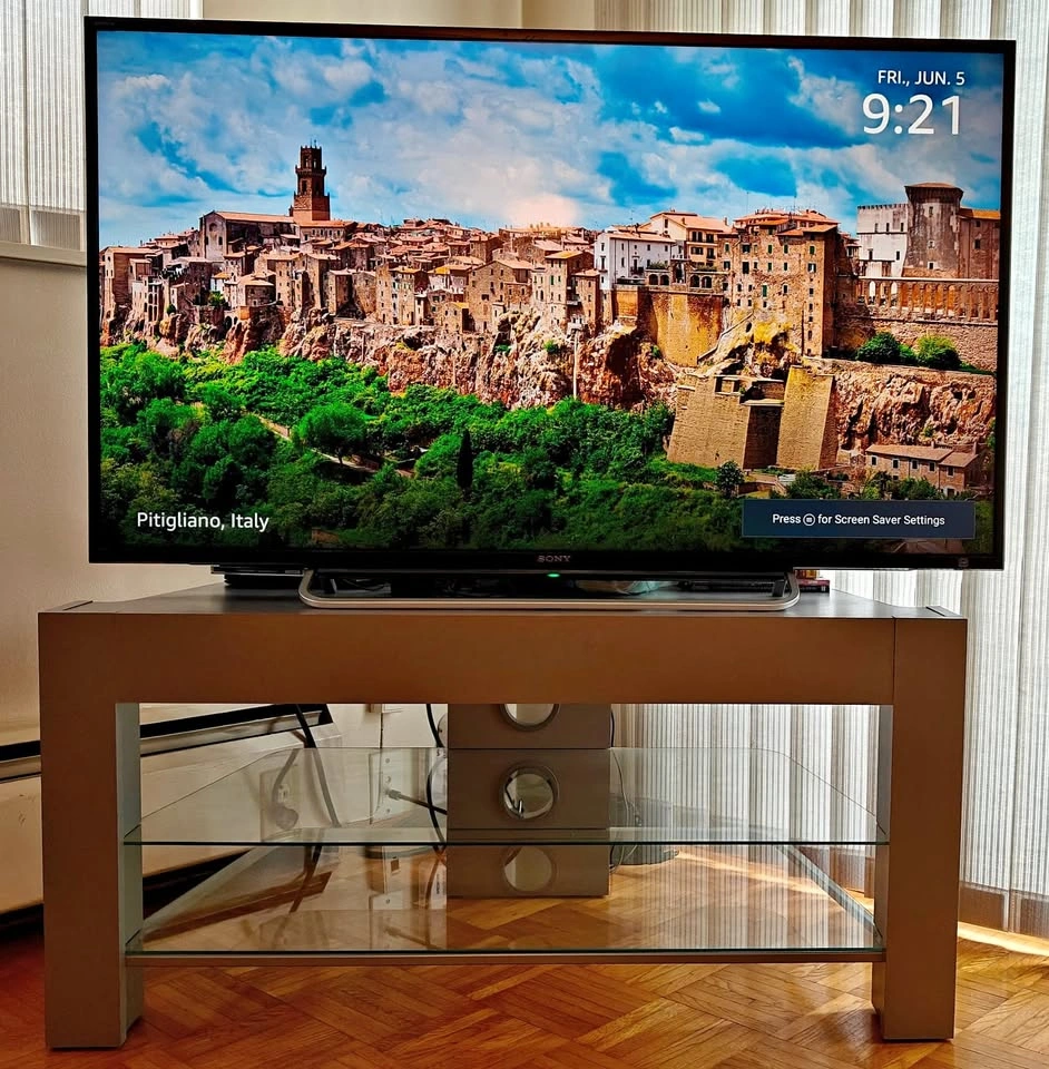 TV STAND unit with cable management holes - Grey