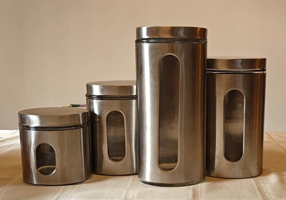 Gourmet 4 Pcs Stainless Steel Canisters Set - photo 4