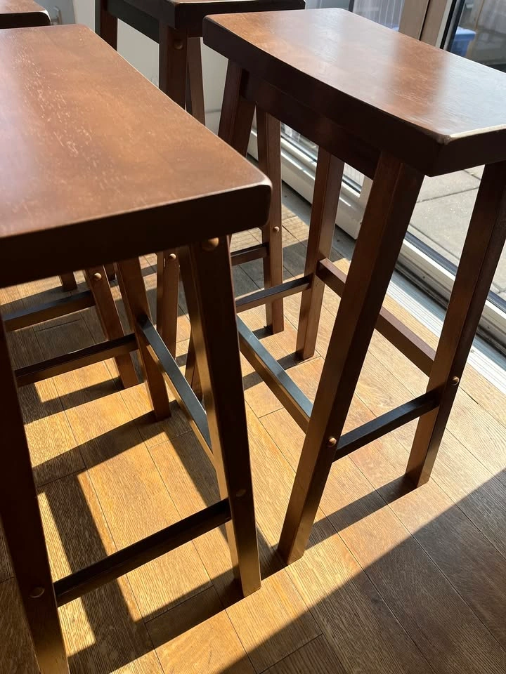 Set of 4 wood bar stools - photo 2