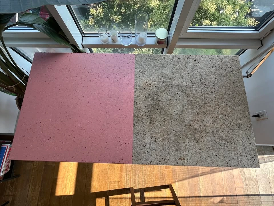 IKEA SINNERLIG cork table by Ilse Crawford - repainted in pink - photo 2