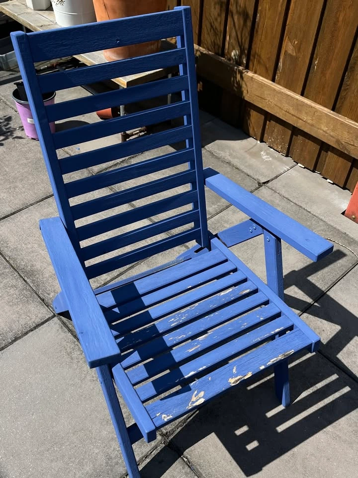 Wooden folding patio set (2 reclining chairs + table, Blue) - photo 3