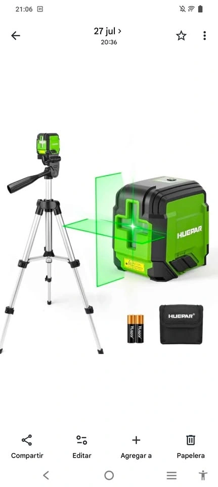 Huepar Self-Leveling Laser Level with Tripod, Green Cross Line
