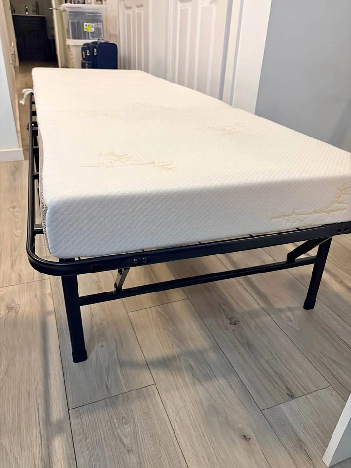 Twin Bed Frame with Folding Twin Mattress