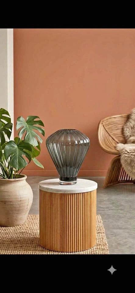 NEW Modern Fluted Smoked Glass Vase