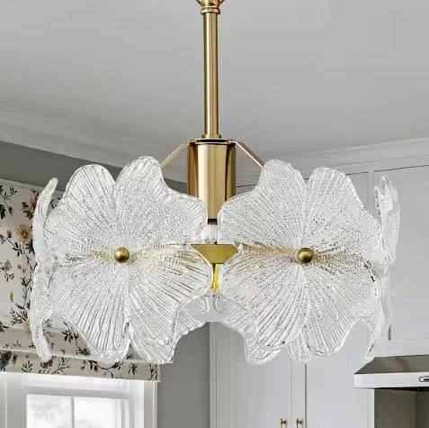 Modern Gold Flower Glass Chandelier