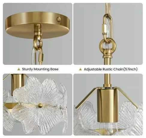 Modern Gold Flower Glass Chandelier - photo 3