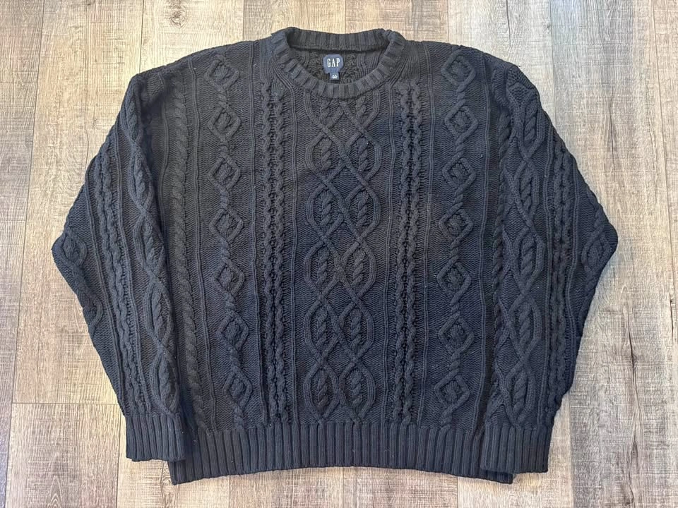 Men’s GAP Cable Knit Sweater XL Black
