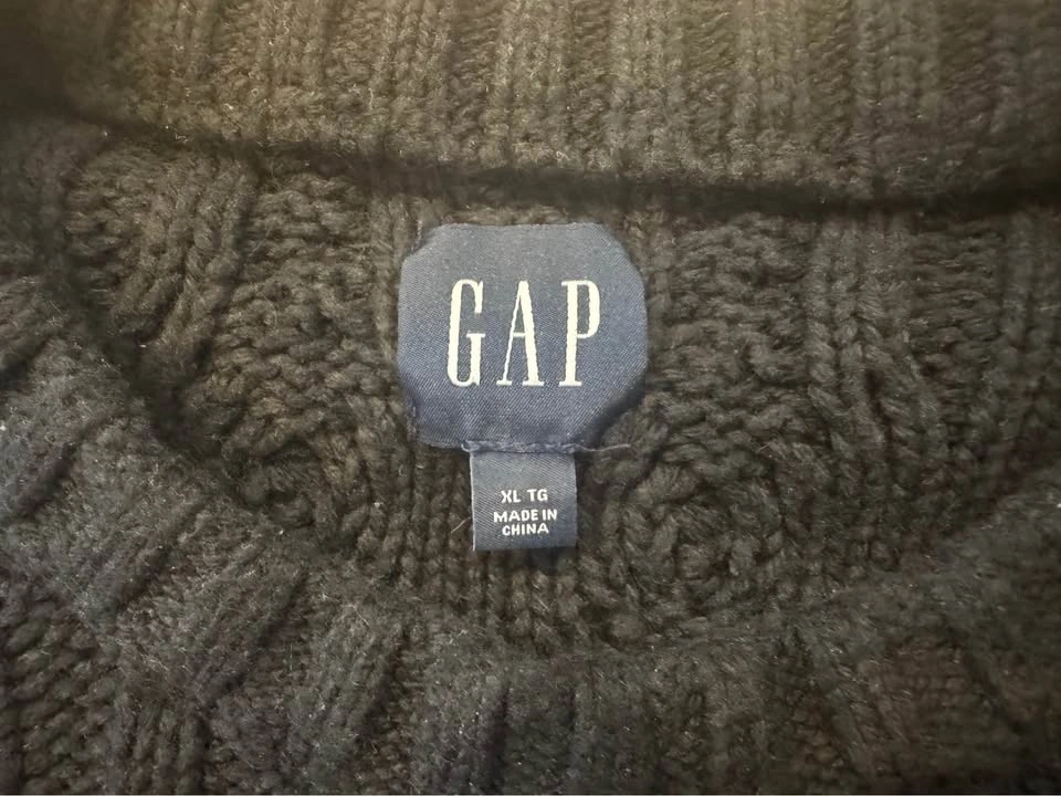 Men’s GAP Cable Knit Sweater XL Black - photo 2