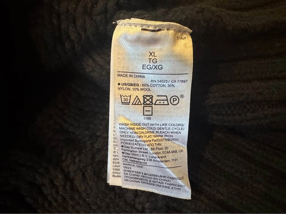Men’s GAP Cable Knit Sweater XL Black - photo 3