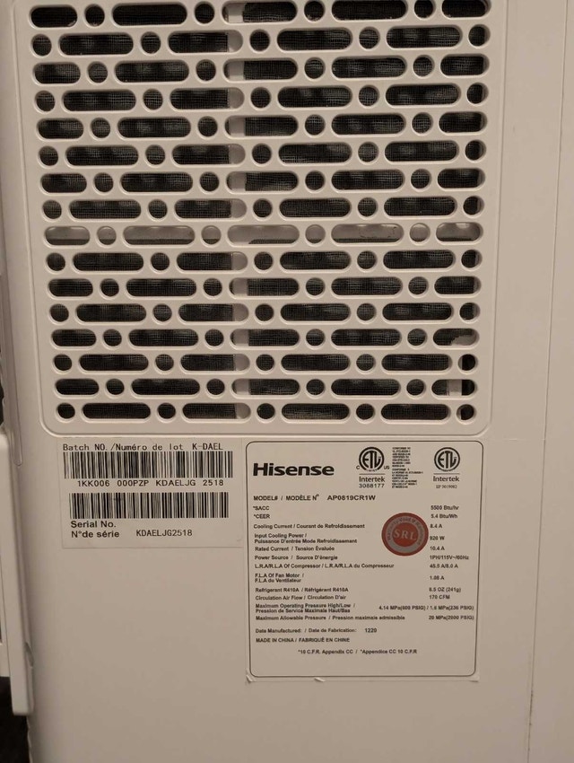 Hisense Portable AC unit - photo 3