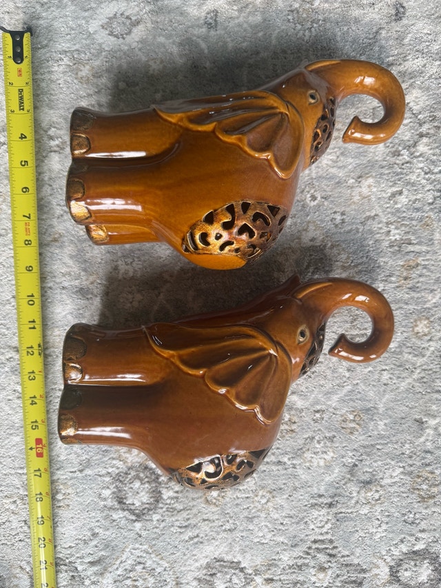 Bombay Ceramic Elephant Statues - photo 2