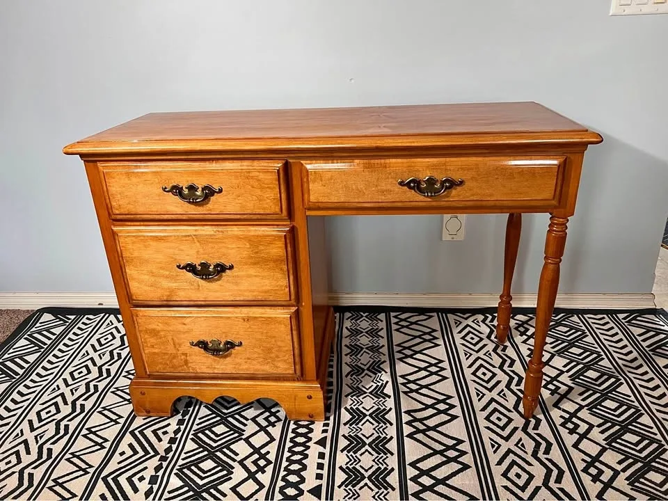 1976 Solid Maple Vintage Desk, Daveluyville Furniture