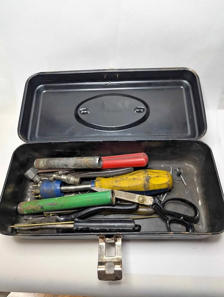 Vintage Liberty Steel Chest Corp Metal Toolbox with Tools